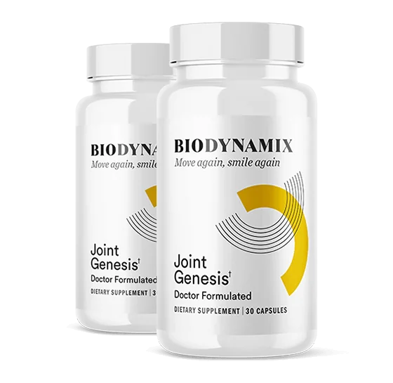 Two Joint Genesis capsule bottles side by side